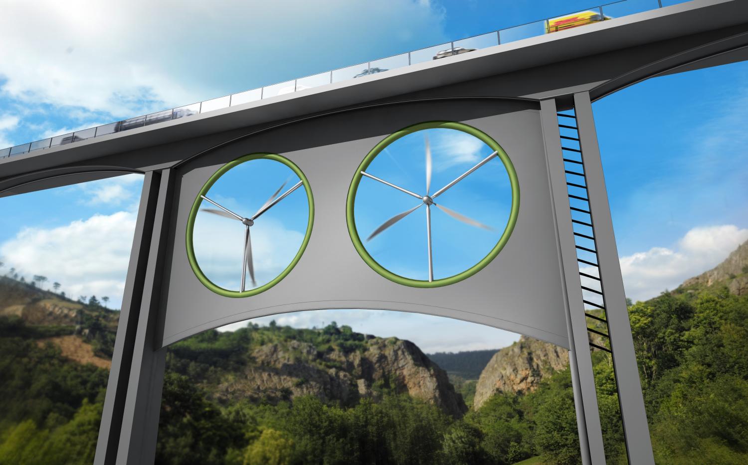 turbine eoliene in viaducte